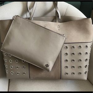 Tory Burch suede French grey tote bag